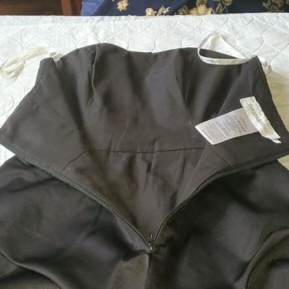 David's Bridal Black Satin Strapless Short Lined Pickup Event Sz 6 Dress - Picture 6 of 10